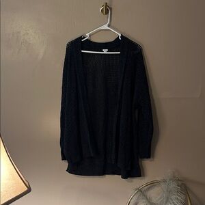Aerie Dark Grey Open-Knit Cardigan